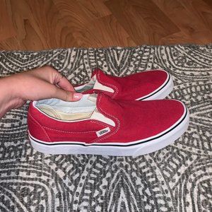 Racing Red & True White Slip On Vans